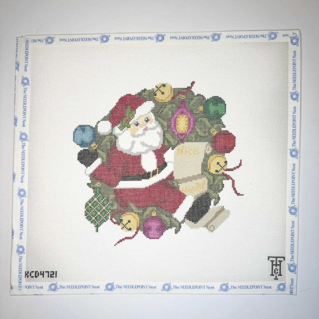 Santa Ornament Wreath Canvas
