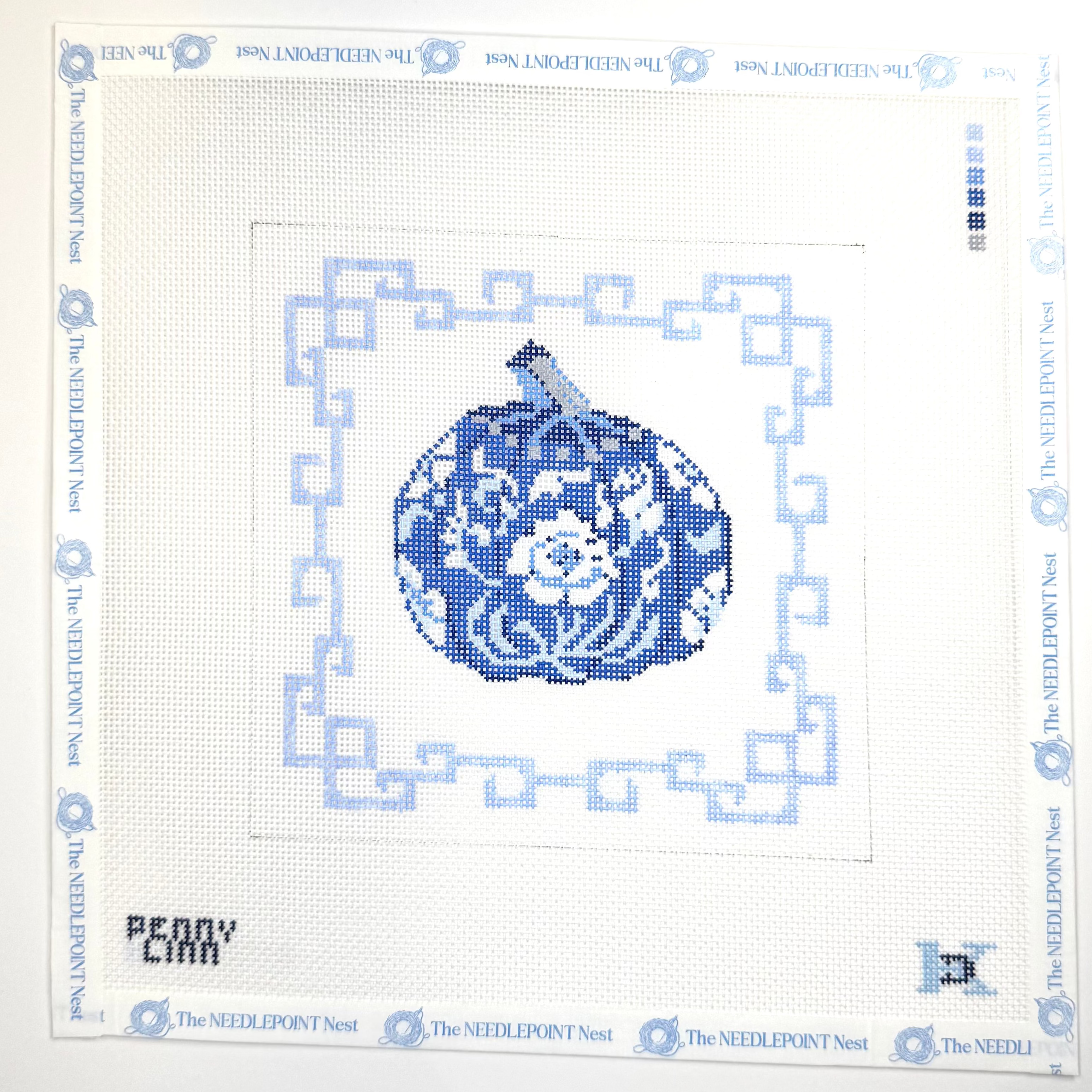 Chinoiserie Pumpkin - Blue Floral Canvas