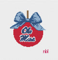 Ole Miss Christmas Bow Ornament Canvas