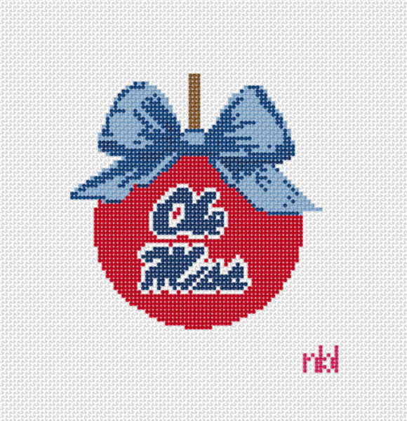 Ole Miss Christmas Bow Ornament Canvas